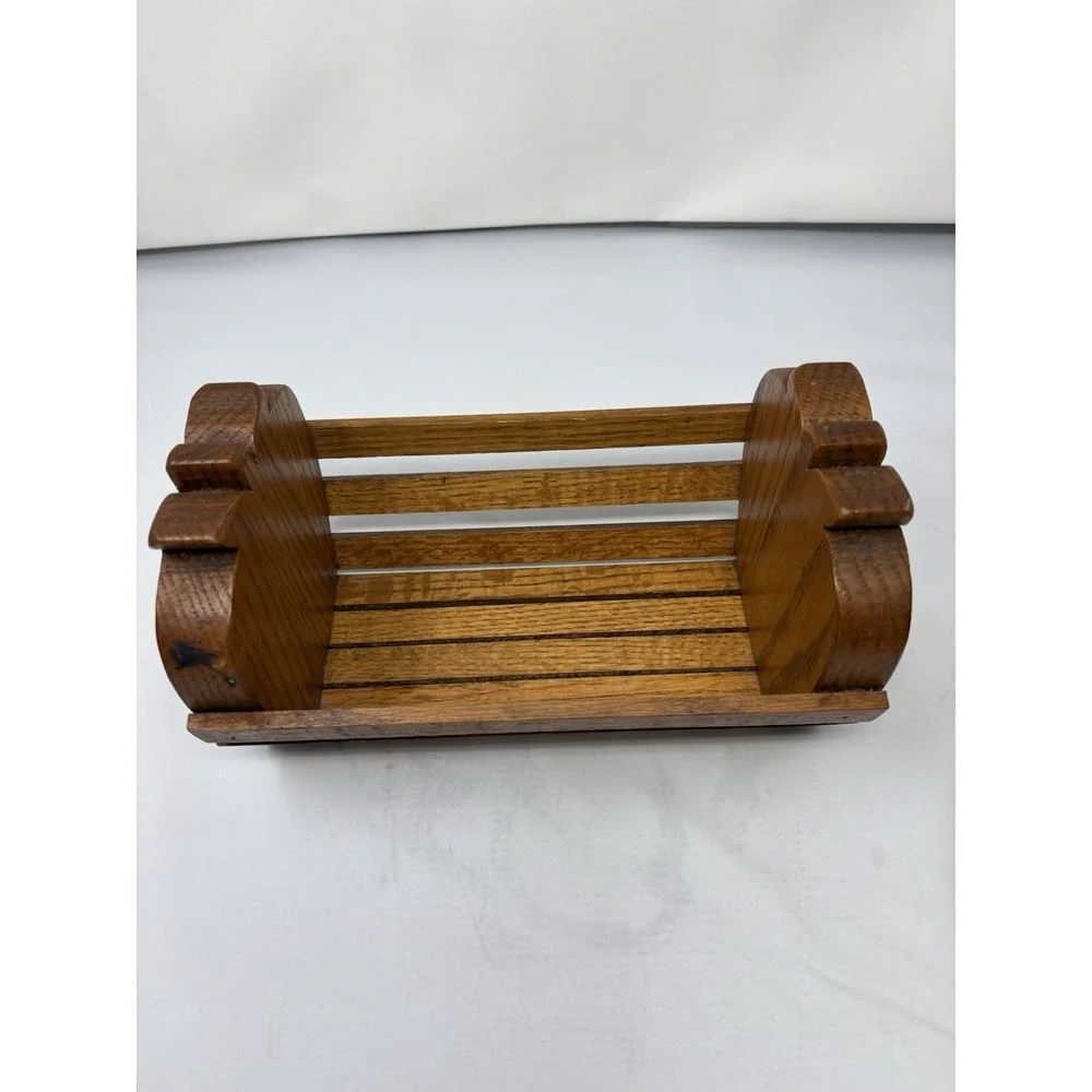 Vintage Heart-Shaped Decorative  Wooden Slat Storage Basket/Rack Country Cottage